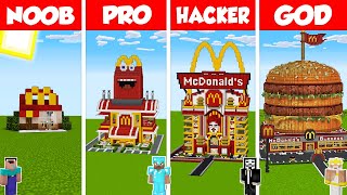 Minecraft TNT MCDONALDS HOUSE BUILD CHALLENGE NOOB vs PRO vs HACKER vs GOD  Animation [upl. by Angelico]