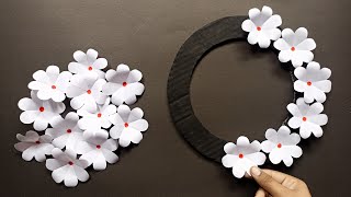 White paper flower wall hanging  wall hanging craft ideas  white paper craft easy [upl. by Breskin661]