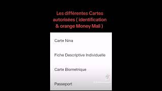 Identification et orange Money pour le Mali  ses différentes cartes [upl. by Kit]