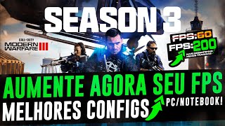 COMO AUMENTAR O FPS NO MW 3 WARZONE TEMPORADA 3  MELHORES CONFIGURAÃ‡Ã•ES PARA MAIS FPS E MENOS LAG [upl. by Atiuqahs]