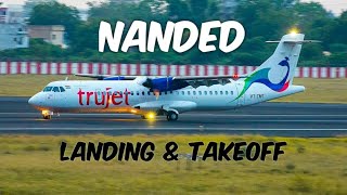 NANDED AIRPORT  LANDING AND TAKEOFF  SGCLICKS  TRUJET [upl. by Aicnetroh337]