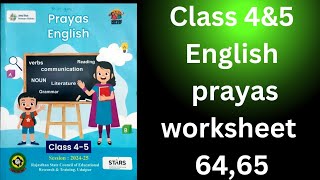 worksheet 6465  Worksheet 6465 English class 4 and 5  Prayas English [upl. by Ykcul]