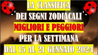 La Classifica dei Segni Zodiacali Migliori e Peggiori per la Settimana dal 15 al 21 Gennaio 2024 [upl. by Lebasiairam167]