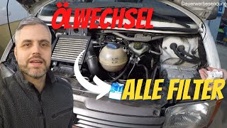 VW T4 25 TDI  🔧 Motoröl und alle Filter wechseln II Change engine oil and all filters 🔧 [upl. by Teerprug]