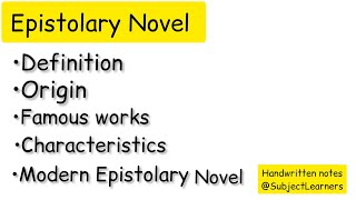 The Epistolary Novel meaning definition characteristics famous works  SubjectLearners [upl. by Richart]