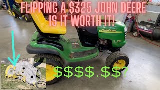 Flipping a 325 L130 John Deere Lawn Tractor Restoration fixing How to fix amp Sell [upl. by Frederiksen]