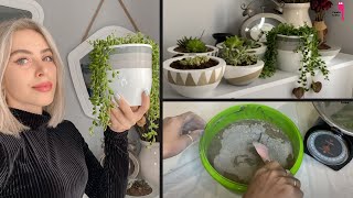 15 Dakikada HARİKA BETON SAKSI Yapımı  Beton Saksı Nasıl Yapılır   How to make flower pot DIY [upl. by Ellehcal431]