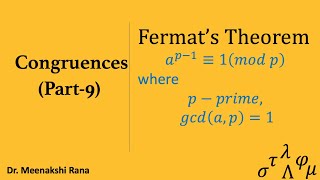 Congruences  Part 9 Fermats Theorem [upl. by Bashemath]