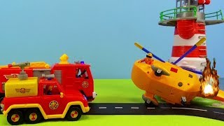 Wallaby Crash Fire at the Lighthouse Fireman Sam Toys Firefighter Sam Episode Jupiter Venus [upl. by Euv]