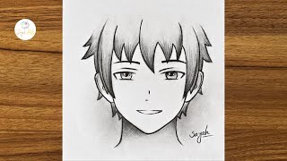 Easy anime drawing  How to draw anime step by step  Easy drawing ideas for beginners [upl. by Ahsirtak]