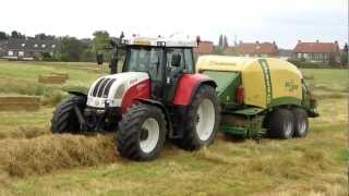 Steyr 6195 CVT met Krone BigPack 1270 XC loonbedrijf Hartmann Maastricht [upl. by Ecydnarb74]