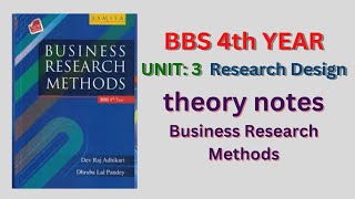 research design bbs 4th year chapter 3 Notes  bbs 4th year business research methods notes  bbs [upl. by Reviel]