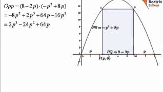 optimaliseren oppervlakte rechthoek binnen parabool [upl. by Amsirac]