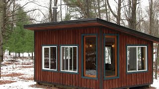 building a cozy off grid cabin in the woods start to finish [upl. by Namie]