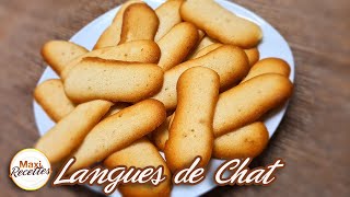 Langues de Chat  Recette de Biscuits Facile et Rapide [upl. by Adile]