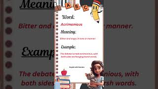 Acrimonious Meaning in 60 Seconds ⚡  Quick Vocabulary Boost Shorts [upl. by Dunston]