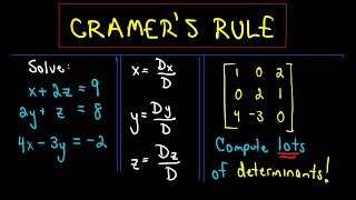 Cramers Rule to Solve a System of 3 Linear Equations  Example 1 [upl. by Rida]