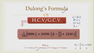 Fuel and Dulongs formula for calorific value [upl. by Stratton]