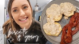 The Best Easiest Biscuits amp Gravy EVER  Cook With Me [upl. by Niehaus]