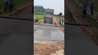 Concrete pouring process from the truck for rural pavement [upl. by Assetnoc192]