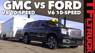 Does a 10 Speed Tow Better GMC vs Ford Mashup Towing MPG Test [upl. by Lebanna908]