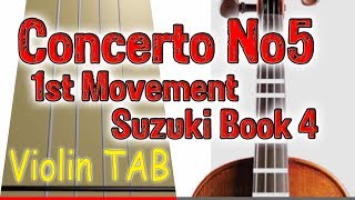 Concerto No5  1st Movement  F Seitz  Suzuki Book 4  Violin  Play Along Tab Tutorial [upl. by Nosyerg253]