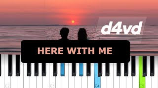 d4vd  Here With Me Piano Tutorial [upl. by Wylma]