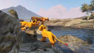 🦁💥 Simbas Roar Epic Showdown with Hyenas Scar and Panthers in GTA 5 Mod [upl. by Perlman670]