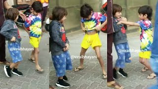 LOL Shah Rukh Khans Son AbRam Khan Teases Sohail Khans Son Outside His School [upl. by Naahs894]