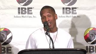 Korey Wise member of Exonerated 5 speaks at Lucas Oil Stadium during Circle City Classic weekend [upl. by Tiebout747]