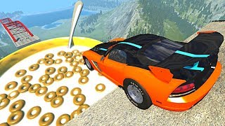 Beamng drive  Open Bridge Crashes over Giant Cereal bowl with Milk 7 [upl. by Acinorej]