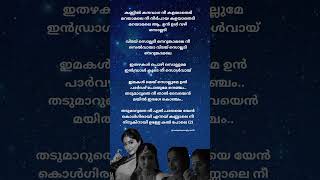 kannil kanavaga nee kalangathadi Song Lyrics malayalamsonglyrics NenjinezhuthSong trendingsongs [upl. by Nej]