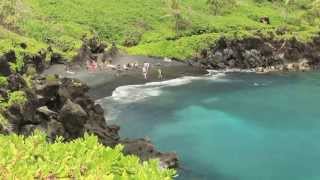 Maui Black Sand Beach at Waianapanapa State Park [upl. by Matti]