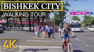 Exploring Bishkek City Republic of Kyrgyzstan  4K Urban Walking Tour with Real City Sounds [upl. by Eirffej]