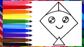 Kite 🪁 Drawing Coloring Painting for kids amp toddlers [upl. by Nohsyt]