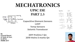 Mechatronics  Part 23  Capacitive Sensor  LVDT  Temperature sensors  Seismic Transducer [upl. by Anileva]