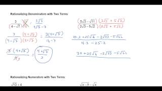 Rationalizing Denominators and Numerators With Two Terms [upl. by Airednaxela]