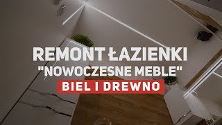 Remont łazienki biel i drewno  montaż mebli [upl. by Gabe82]