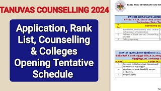 TANUVAS Counselling 202425  Application Rank List Counselling amp Colleges Opening Schedule [upl. by Neened]