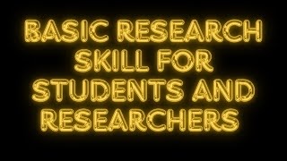 Research Skills for Students and Researchers [upl. by Domeniga]