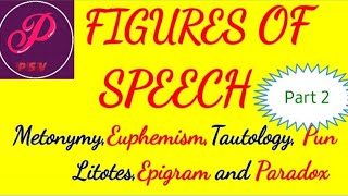 Figures of speech part 2 metonymy euphemismepigram paradoxlitotestautology and pun explained [upl. by Burrows749]