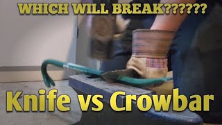 Knife vs Crowbar 1  knife destruction test 8670 steel 1 inches thick [upl. by Aryad]