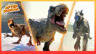 TRex VS Allosaurus VS Raptors BATTLE 💥 Jurassic World Chaos Theory  Netflix After School [upl. by Hasheem]