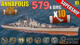 DAMAGE amp KILLS RECORD Annapolis 10 Kills amp 579k Damage  World of Warships Gameplay [upl. by Merkle]