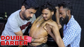 Heavy Oil Body Massag by Double Barber  Head Massage amp Neck Cracking  Spine Cracking  ASMR Video [upl. by Selle]