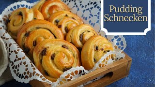 MEGA SOFTE PUDDINGSCHNECKEN  Puddingteilchen mit Schokolade extrem lecker  Kuchenfee [upl. by Greta840]