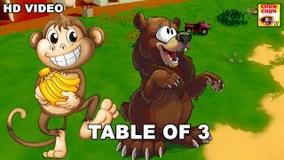 Learn Table of 3  3 x 1  3  Learn Multiplication Table Of Three  Fun amp Learn Video [upl. by Atiuqaj487]