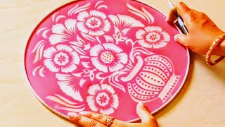 5 minutes rangoli design with stencil  Festival rangoli for beginners Diwali special New rangoli [upl. by Xer]