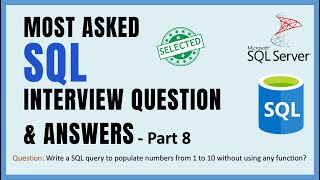 SQL Interview Questions amp Answers  Part 8  Populate numbers from 1 to 10 without any function [upl. by Coray]