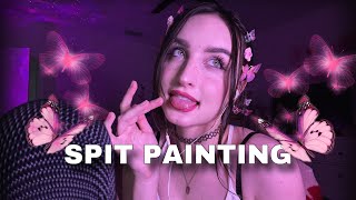 ASMR  SPIT PAINTING Mouth Sounds Hand Visuals Fast amp Aggressive INTENSE ASMR [upl. by Marolda]